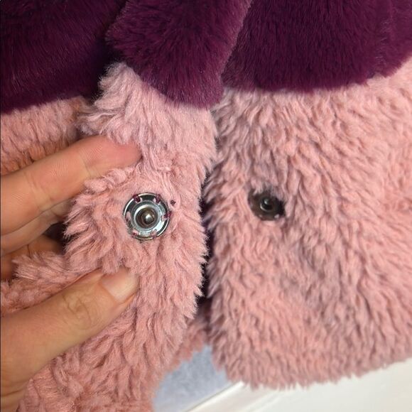 Ci Sono By Cavalini Cream and Purple Teddy Jacket with Colorblock Design Medium - Picture 3 of 5